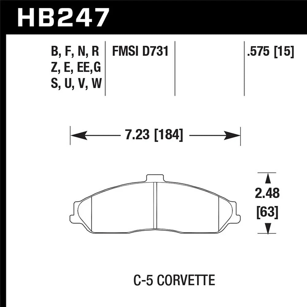 Hawk 97-06 Corvette (incl C5 Z06) HPS Street Front Brake Pads
