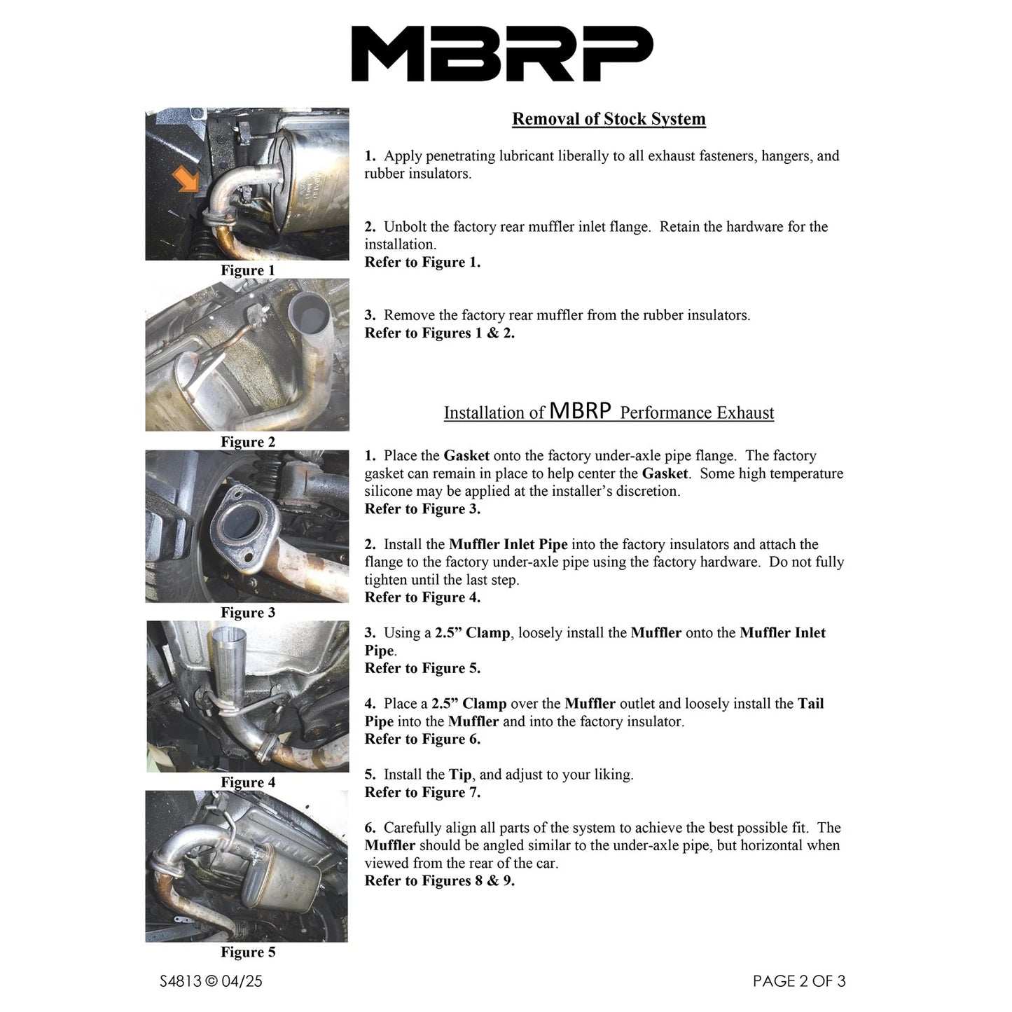 MBRP 18-23 Subaru Crosstrek 2.0L/2.5L T304 SS 2.5in Single Rear Exit Axle-Back Exhaust System