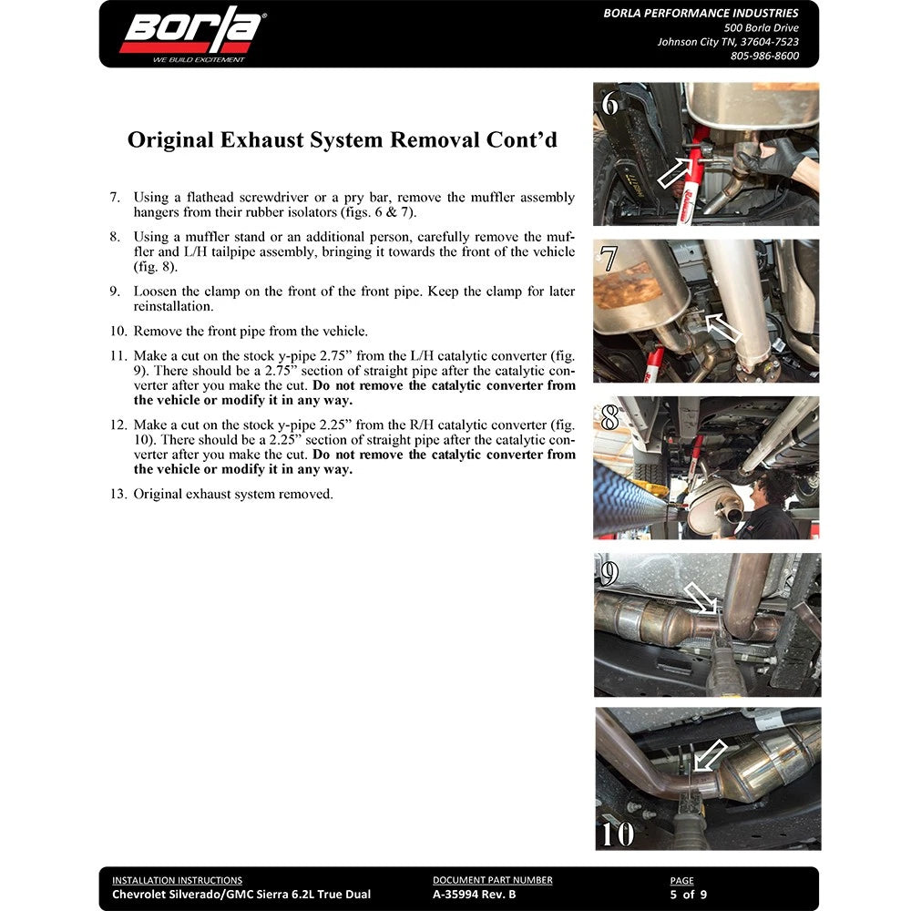 Borla 2019 Chevrolet Silverado / GMC Sierra 1500 S Type Catback Exhaust - 2.75in Pipe Diameter