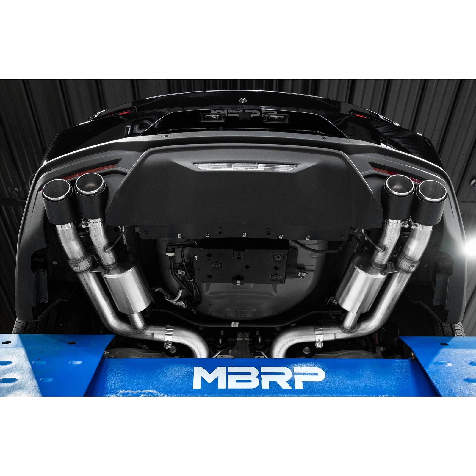 MBRP 2024+ For Mustang GT (S650) 3in Cat-Back Quad Tip - 4in Carbon Fiber Tips