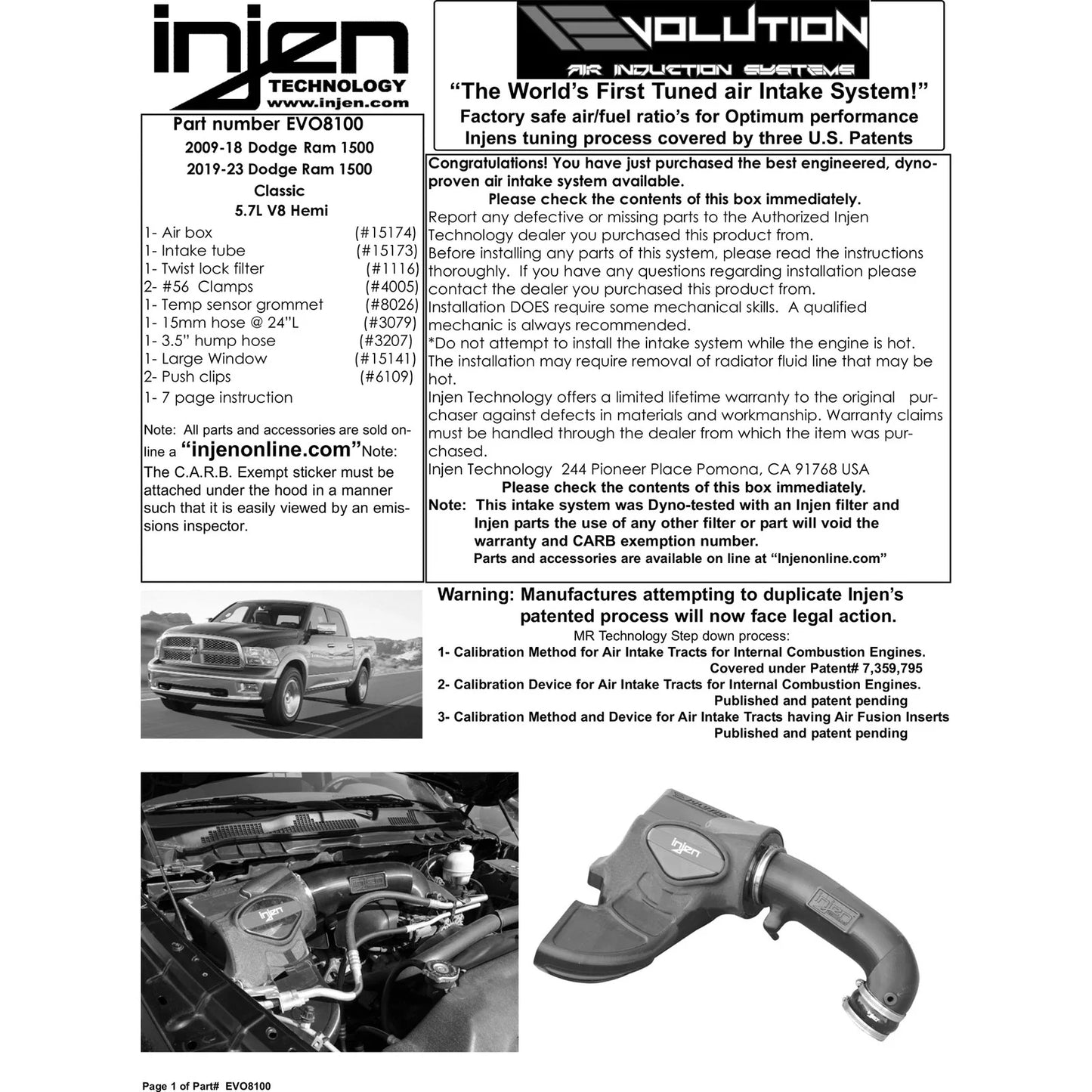 Injen 09-18 Dodge Ram 1500 V8-5.7L Evolution Intake