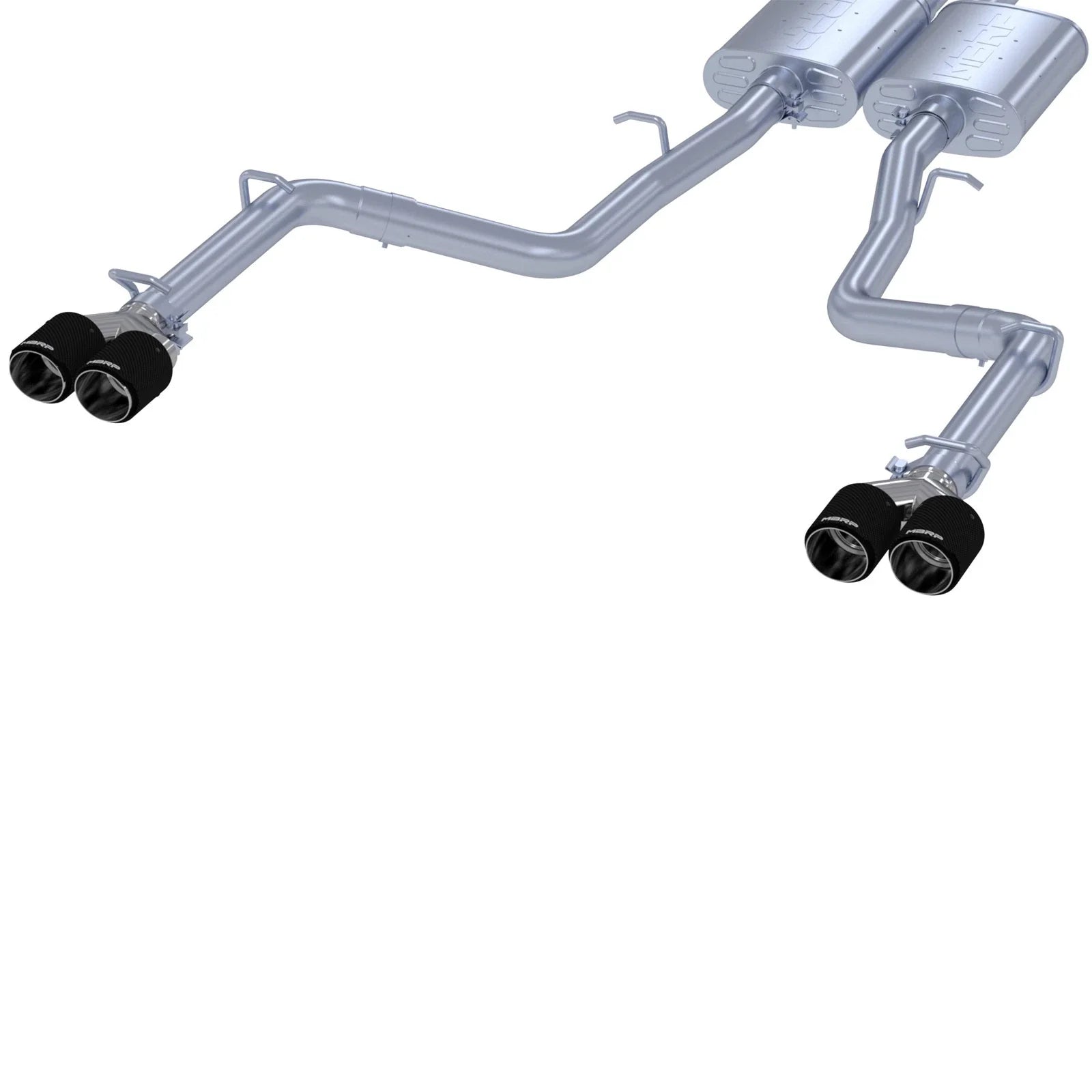 MBRP 2015+ Dodge Challenger 3.6L SS 2.5in Quad Tip Split Rear Exit w/ Carbon Fiber Tips - T304