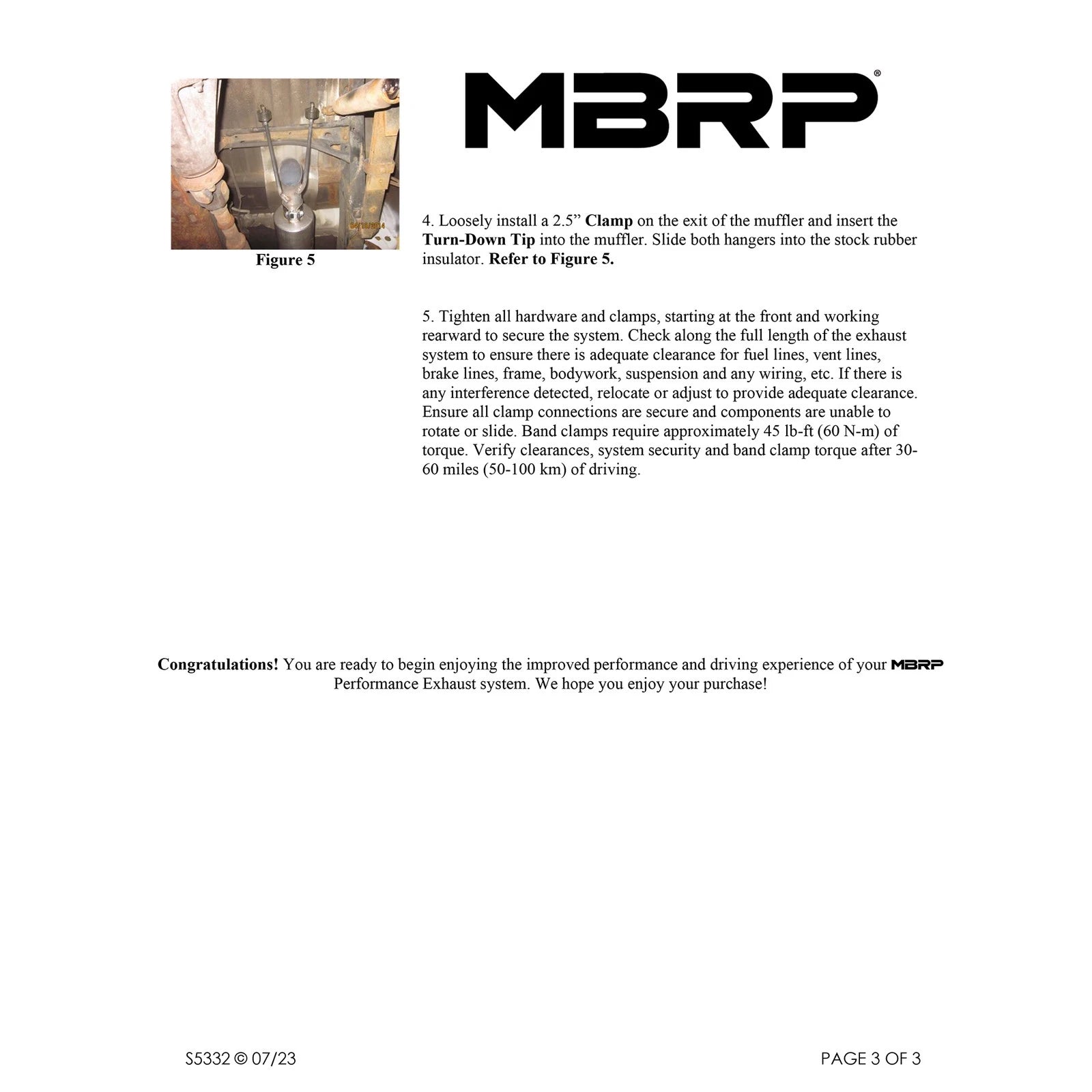 MBRP 01-05 Toyota Tacoma 2.4/2.7/3.4L 2.5in Cat Back Turn Down Style T409 Exhaust System