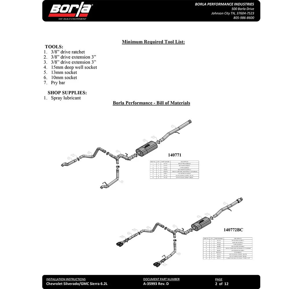 Borla 19 Chevrolet Silverado/GMC Sierra 1500 6.2L SS ATAK Catback Exhaust - Black Chrome Tips