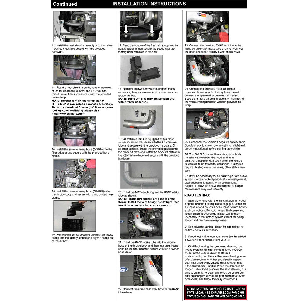 K&N 11 Ford Explorer 3.5L V6 Performance Intake Kit