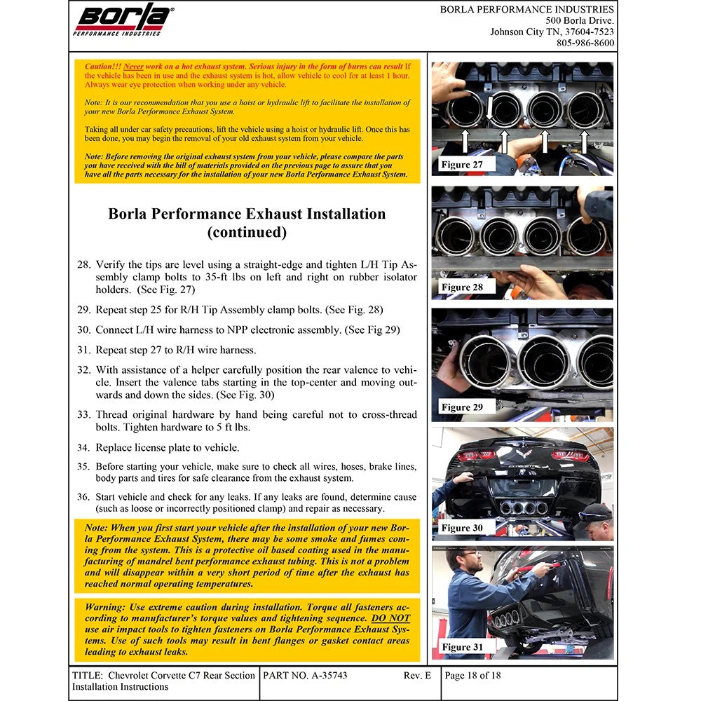 Borla 2014 Chevrolet Corvette C7 6.2L 8cyl ATAK Exhaust w/ NPP Dual Mode (rear section only)