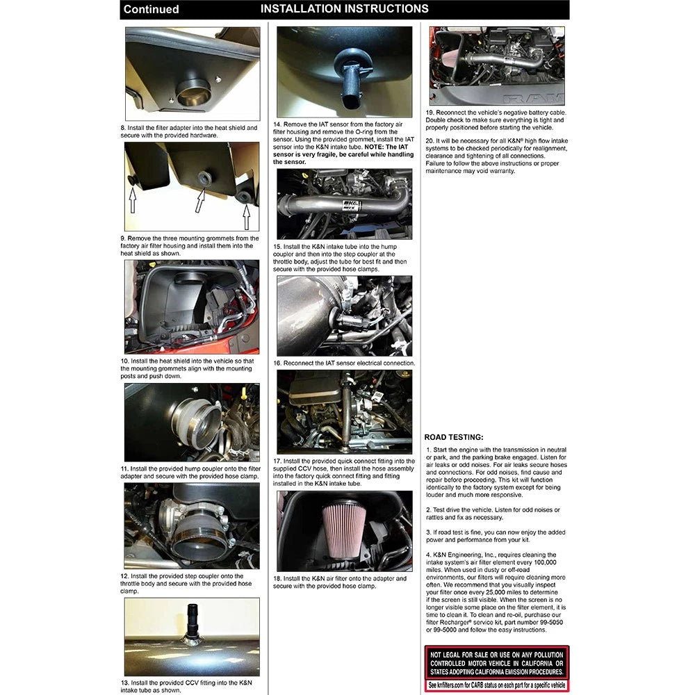 K&N 19-21 Dodge Ram 1500 3.6L V6 F/I Performance Air Intake Kit