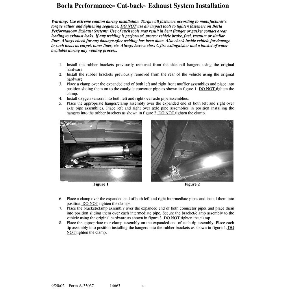 Borla 96-02 Viper GTS/R/T-10 Coupe/Convertible 2dr w/ 2.5in Inlets SS Catback Exhaust System