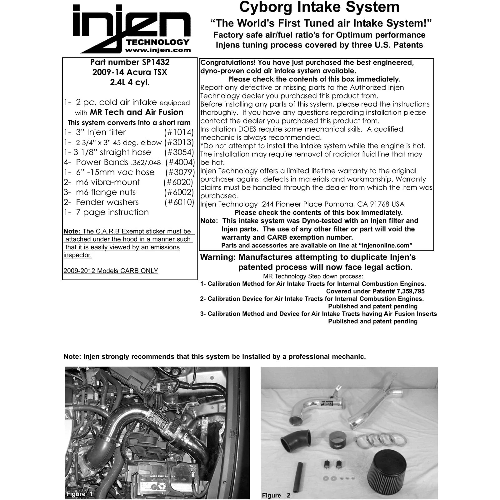 Injen 09-11 Acura TSX 2.4L 4cyl Black Cold Air Intake