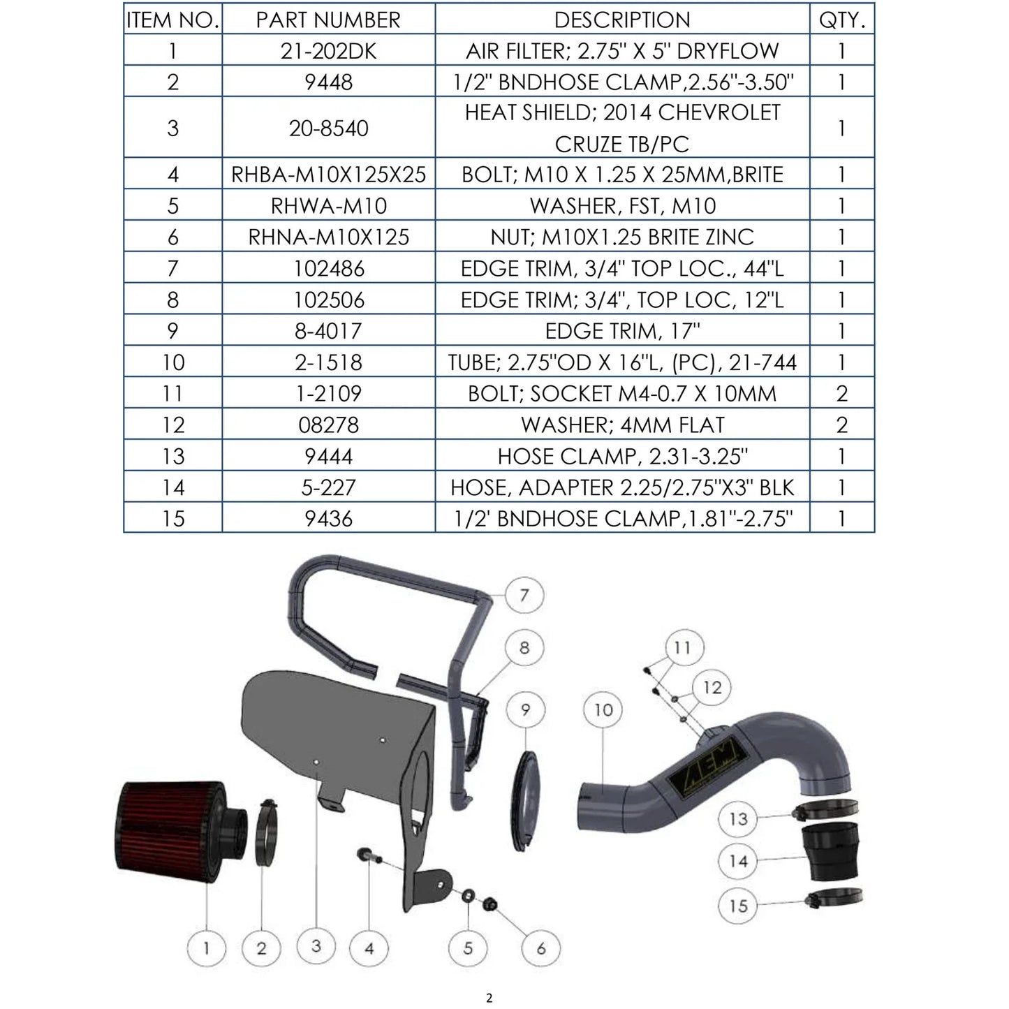 AEM 2011-2014 Chevrolet Cruze 1.4L - Cold Air Intake System - Gunmetal Gray