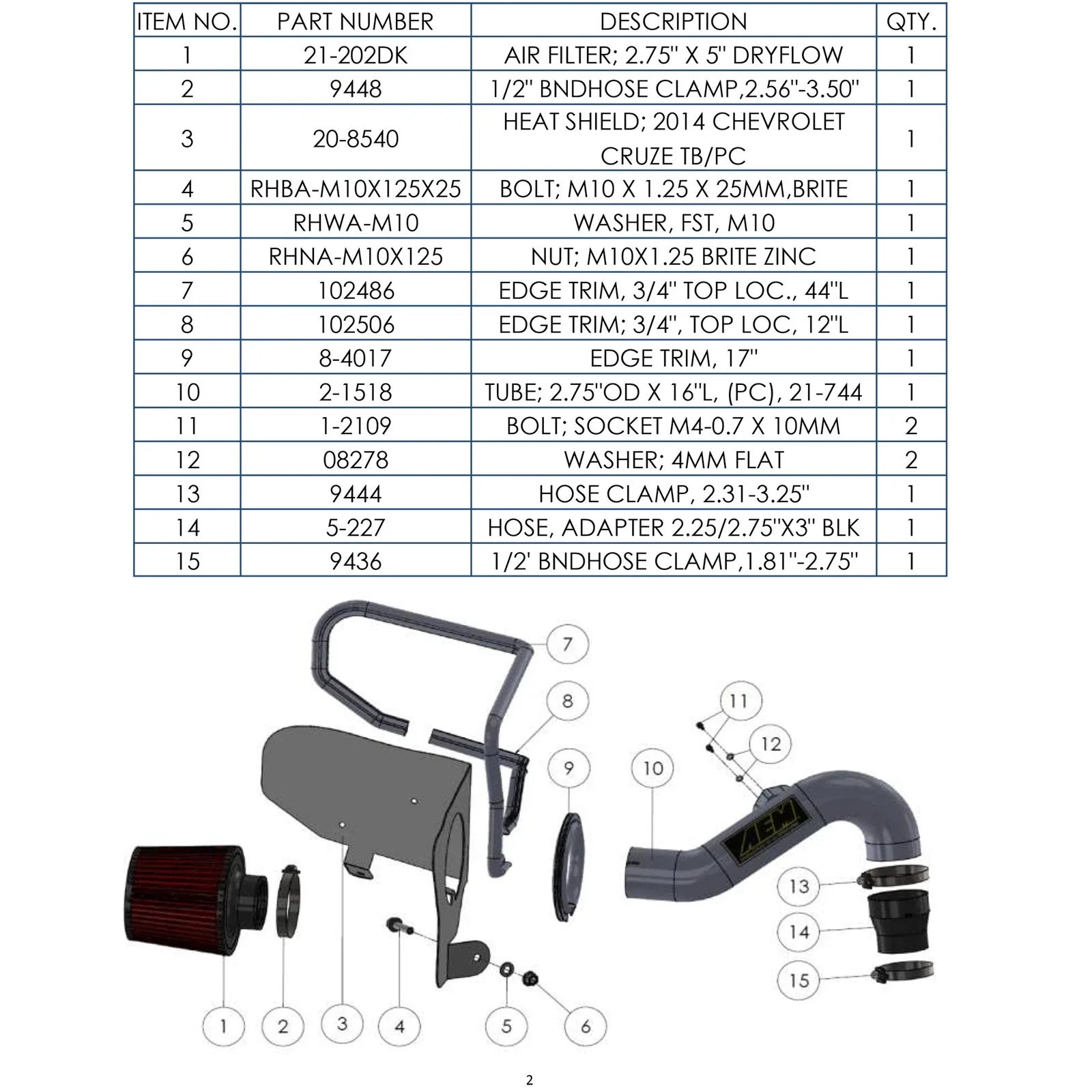 AEM 2011-2014 Chevrolet Cruze 1.4L - Cold Air Intake System - Gunmetal Gray