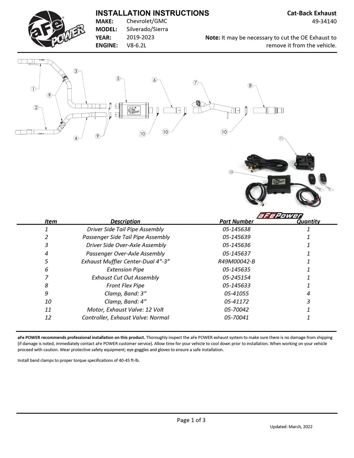 aFe Gemini XV 4in to Dual 3in 304 SS Cat-Back Exhaust w/ Cutout 19-21 GM Silverado/Sierra V8-6.2L