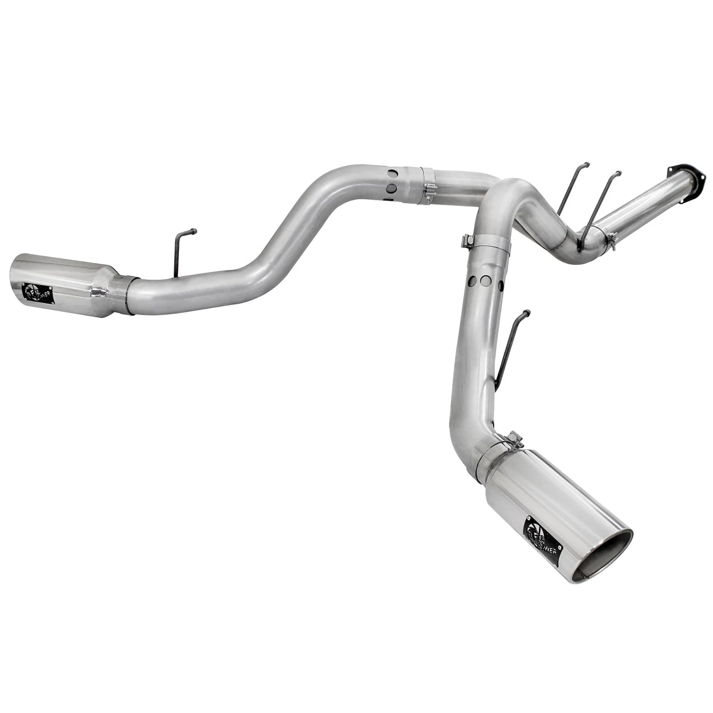 aFe Atlas Exhaust 4in DPF-Back Exhaust Aluminized Steel Polished Tip 11-14 ford Diesel Truck V8-6.7L
