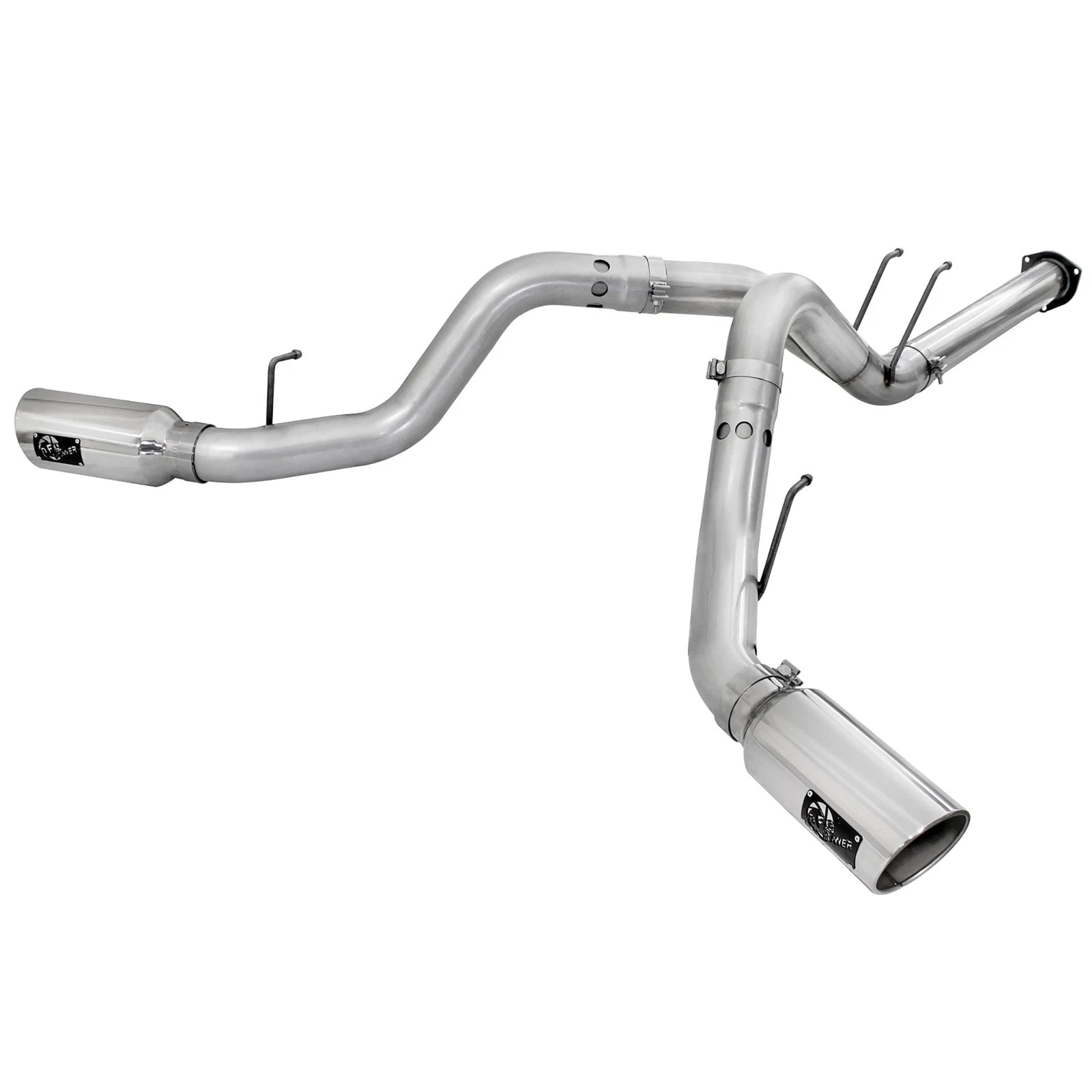 aFe Atlas Exhaust 4in DPF-Back Exhaust Aluminized Steel Polished Tip 11-14 ford Diesel Truck V8-6.7L