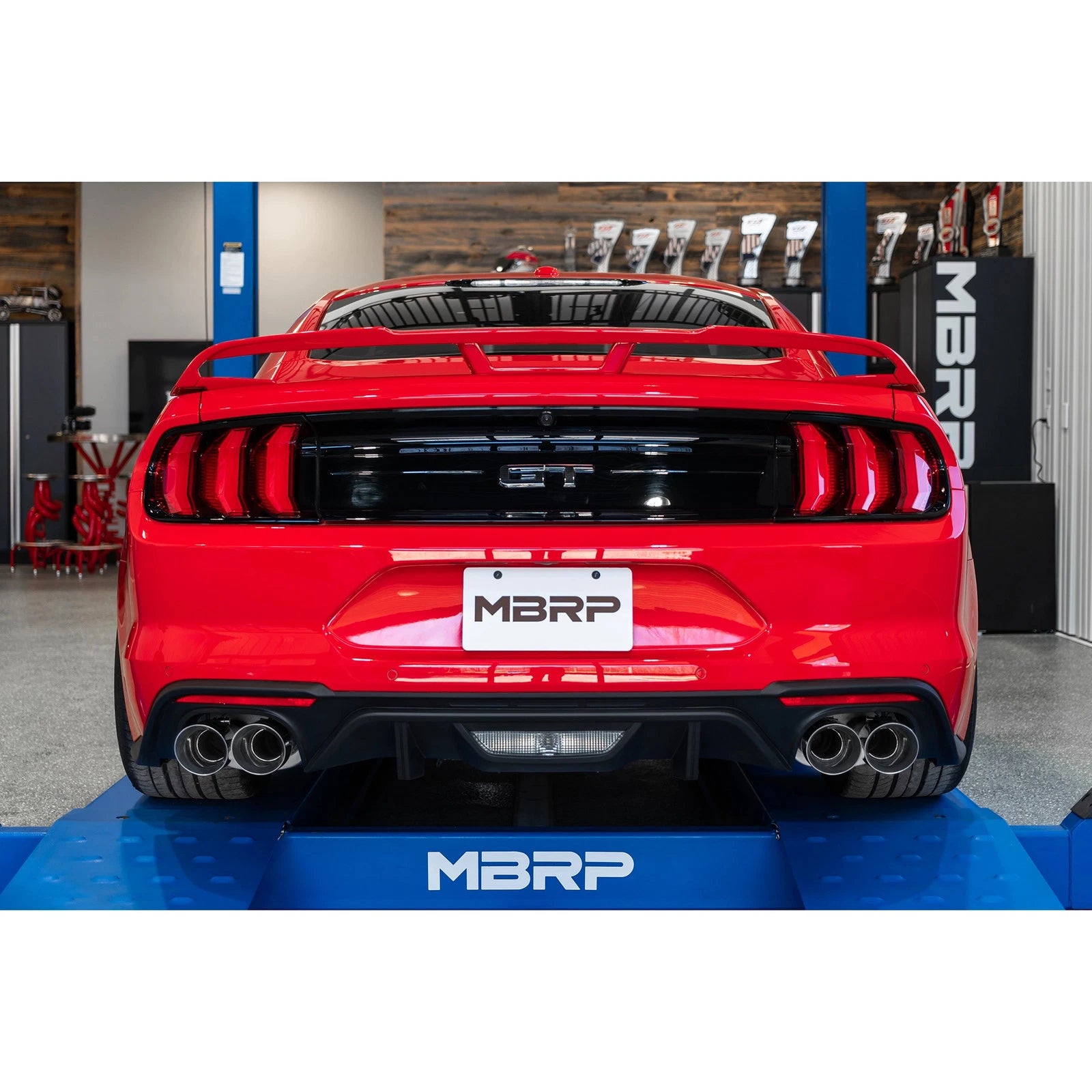 MBRP 18-19 Ford Mustang GT 5.0 3in Dual Split Rear AL Cat Back w/ Quad 4.0in Dual Wall Tips