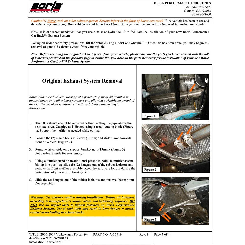 Borla 07-12 VW Passat / CC 2.0L AT/MT FWD Sport SS Catback Exhaust