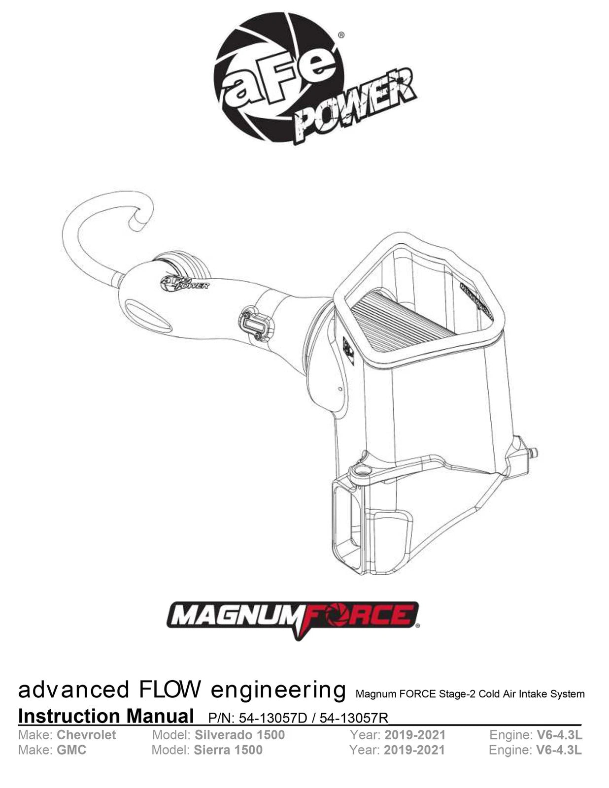 aFe Magnum FORCE Stage-2 Pro 5R Cold Air Intake 19-20 GM Silverado/Sierra 1500 V6-4.3L