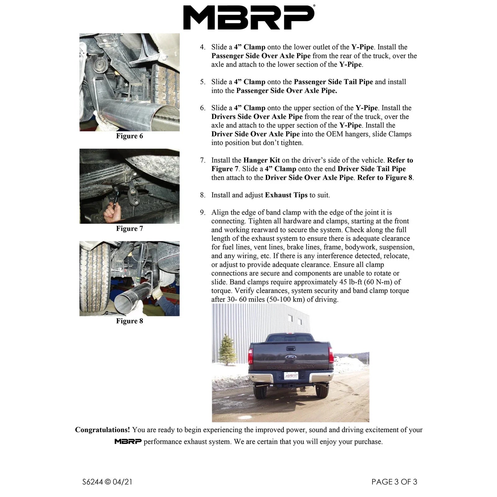 MBRP 2008-2009 Ford F250/350/450 6.4 L Filter Back Cool Duals
