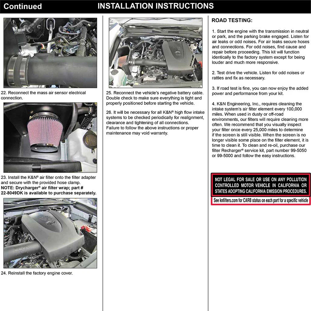 K&N 2016 Toyota Tacoma V6 3.5L AirCharger Performance Intake