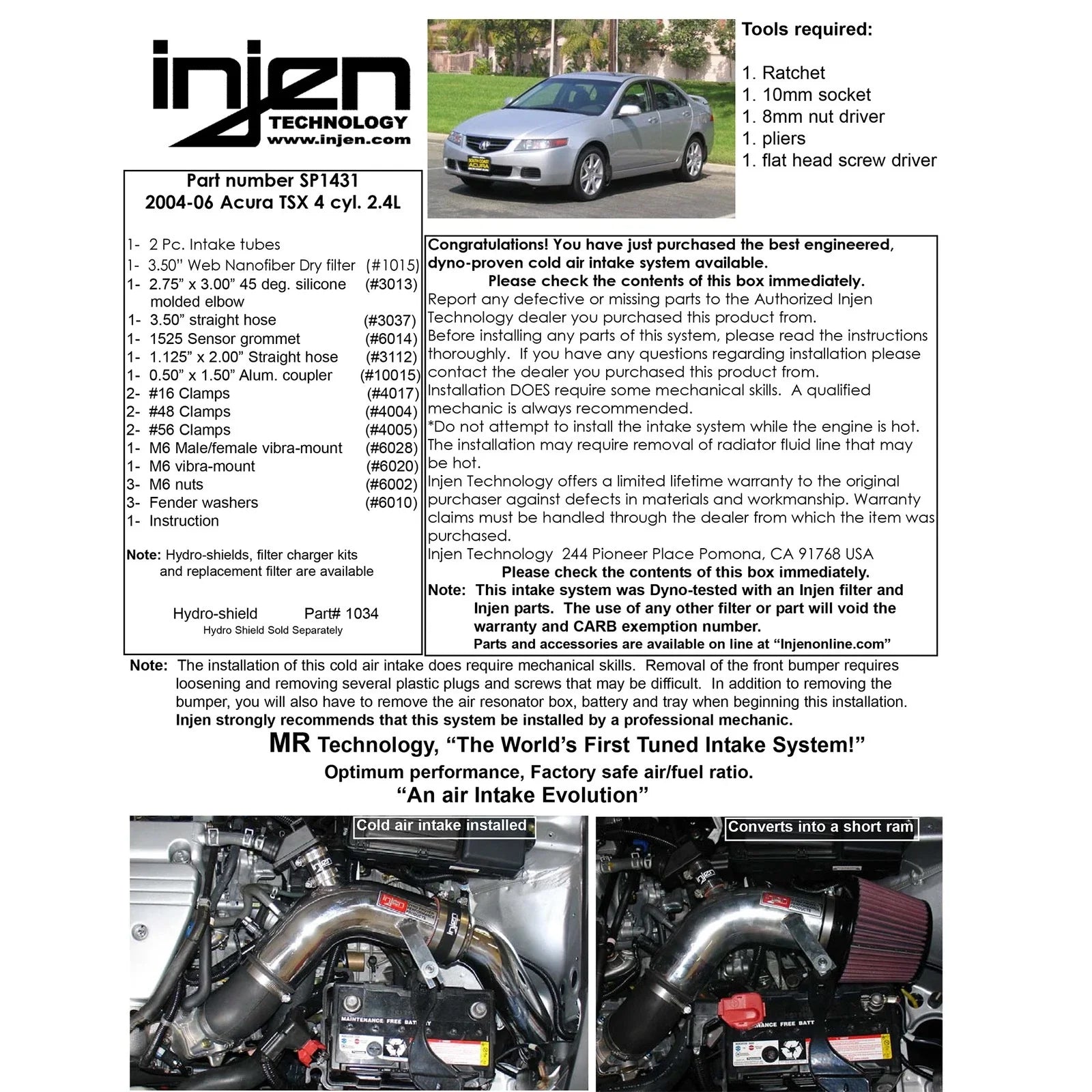Injen 04-06 TSX Black Cold Air Intake