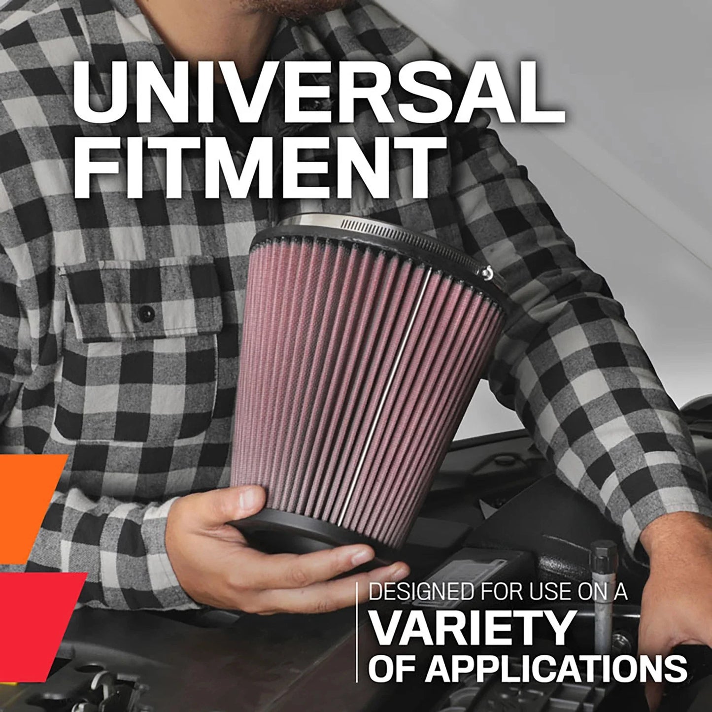 K&N Universal Rubber Filter-Round Tprd 4.875in Flange ID x 9in Base OD x 6.625in Top OD x 7.938in H