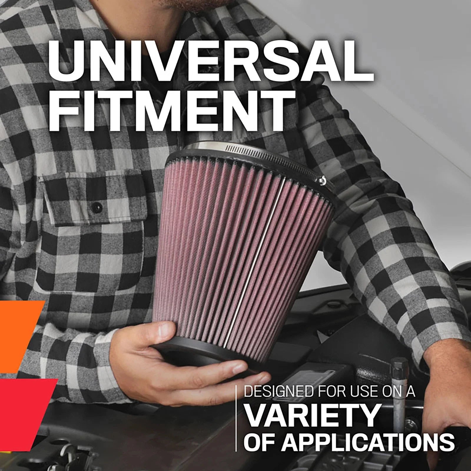 K&N Universal Rubber Filter-Round Tprd 4.875in Flange ID x 9in Base OD x 6.625in Top OD x 7.938in H
