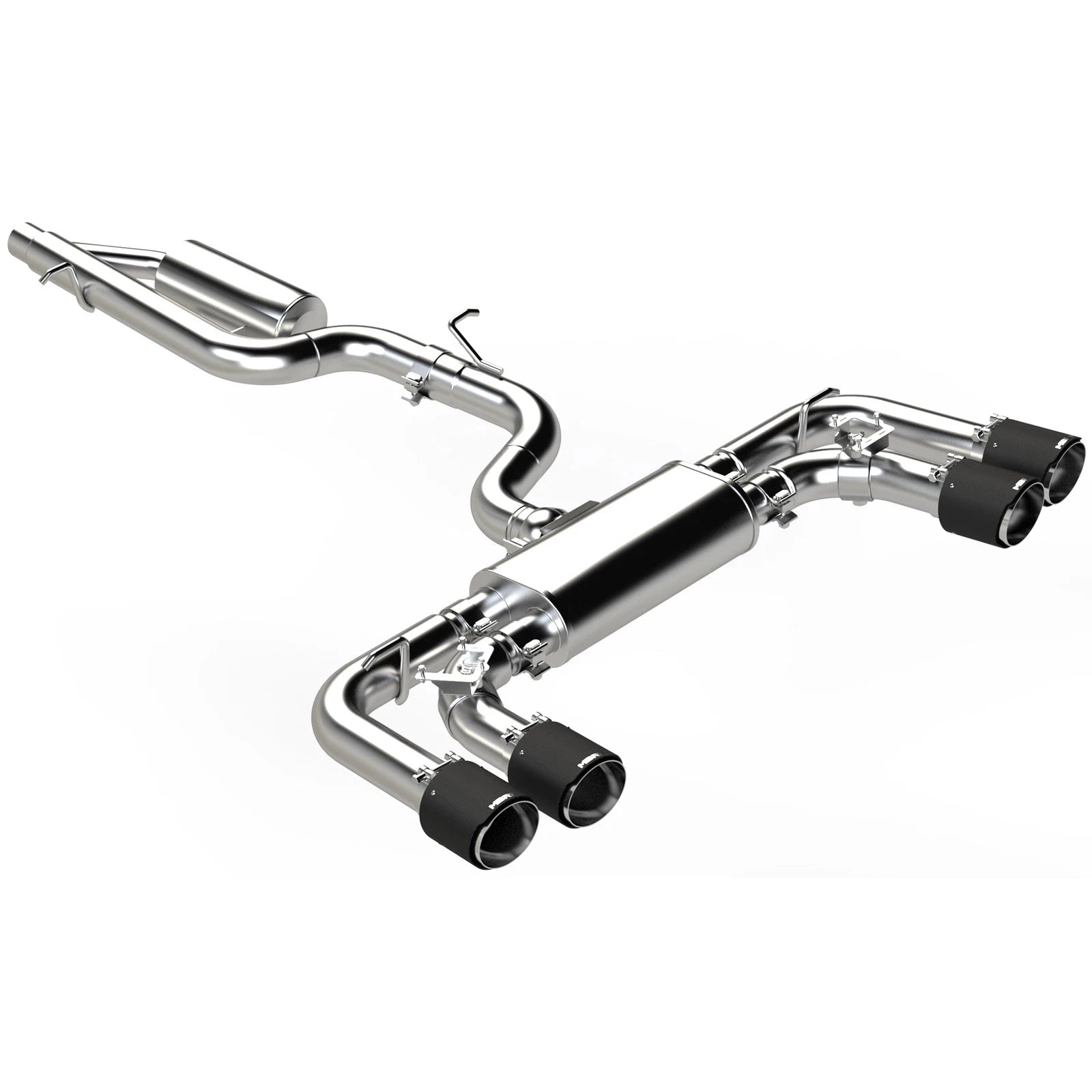 MBRP 2022 Volkswagen Golf R MK8 T304 Stainless Steel 3in Cat-Back, Quad Rear Exit- Carbon Fiber Tip