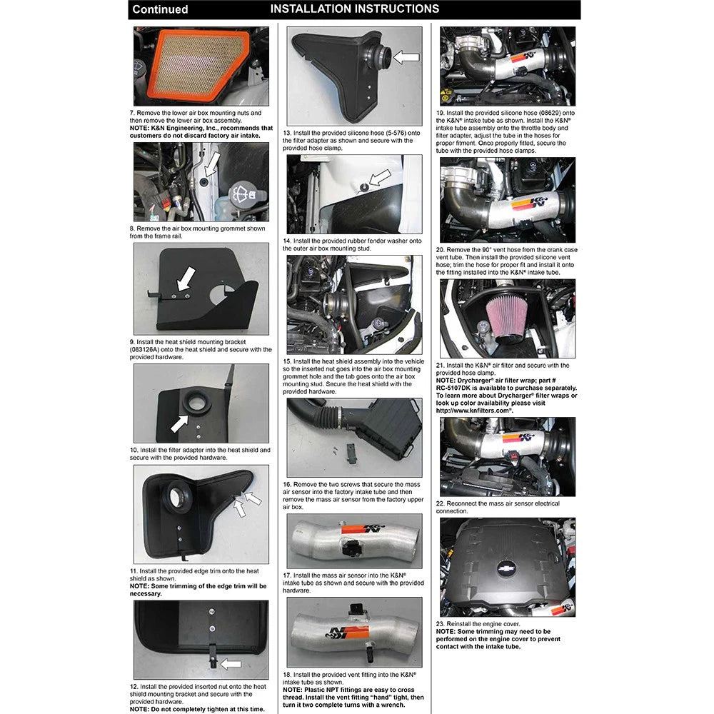 K&N 12-15 Chevrolet Camaro 3.6L V6 Typhoon Performance Intake