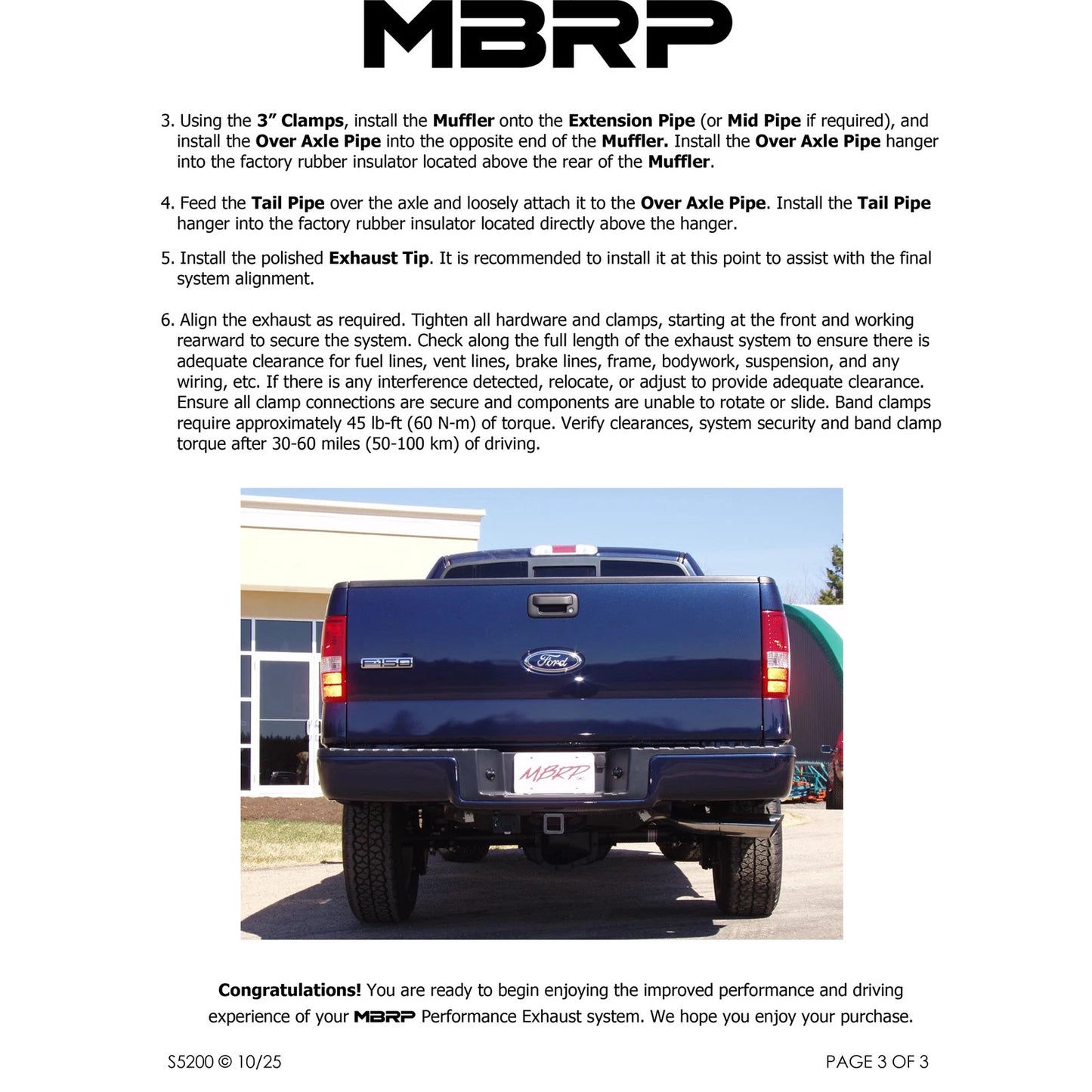 MBRP 2004-2008 Ford F150 EC/CC-SB 3in Cat Back Single Side AL P Series Exhaust