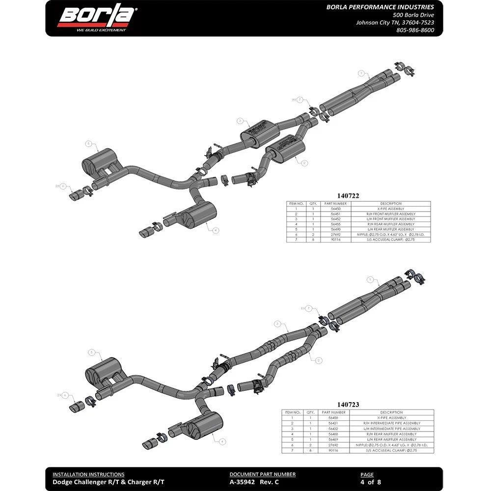 Borla 2017 Dodge Charger R/T 5.7L ATAK Catback Exhaust w/o Tips (w/MDS Valves ONLY)