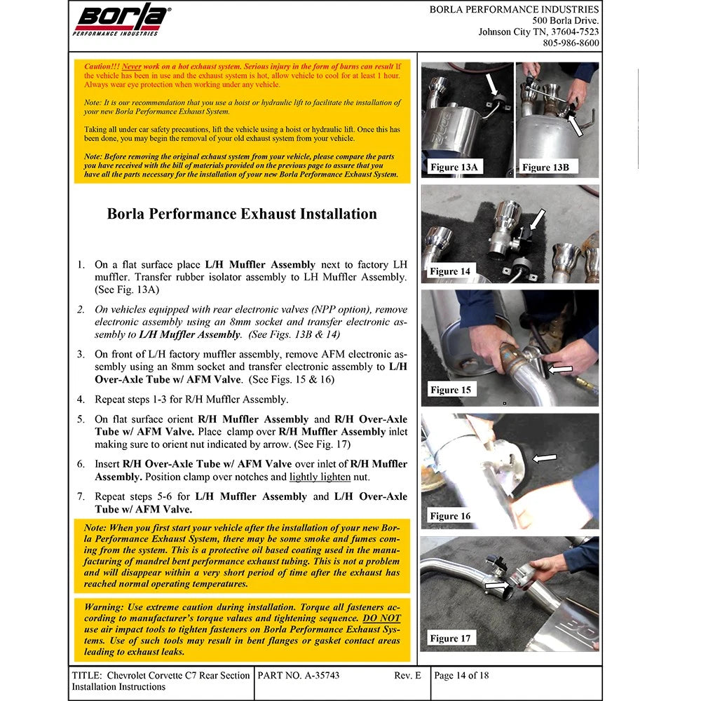 Borla 2014 Chevrolet Corvette C7 6.2L 8cyl ATAK Exhaust w/ NPP Dual Mode (rear section only)