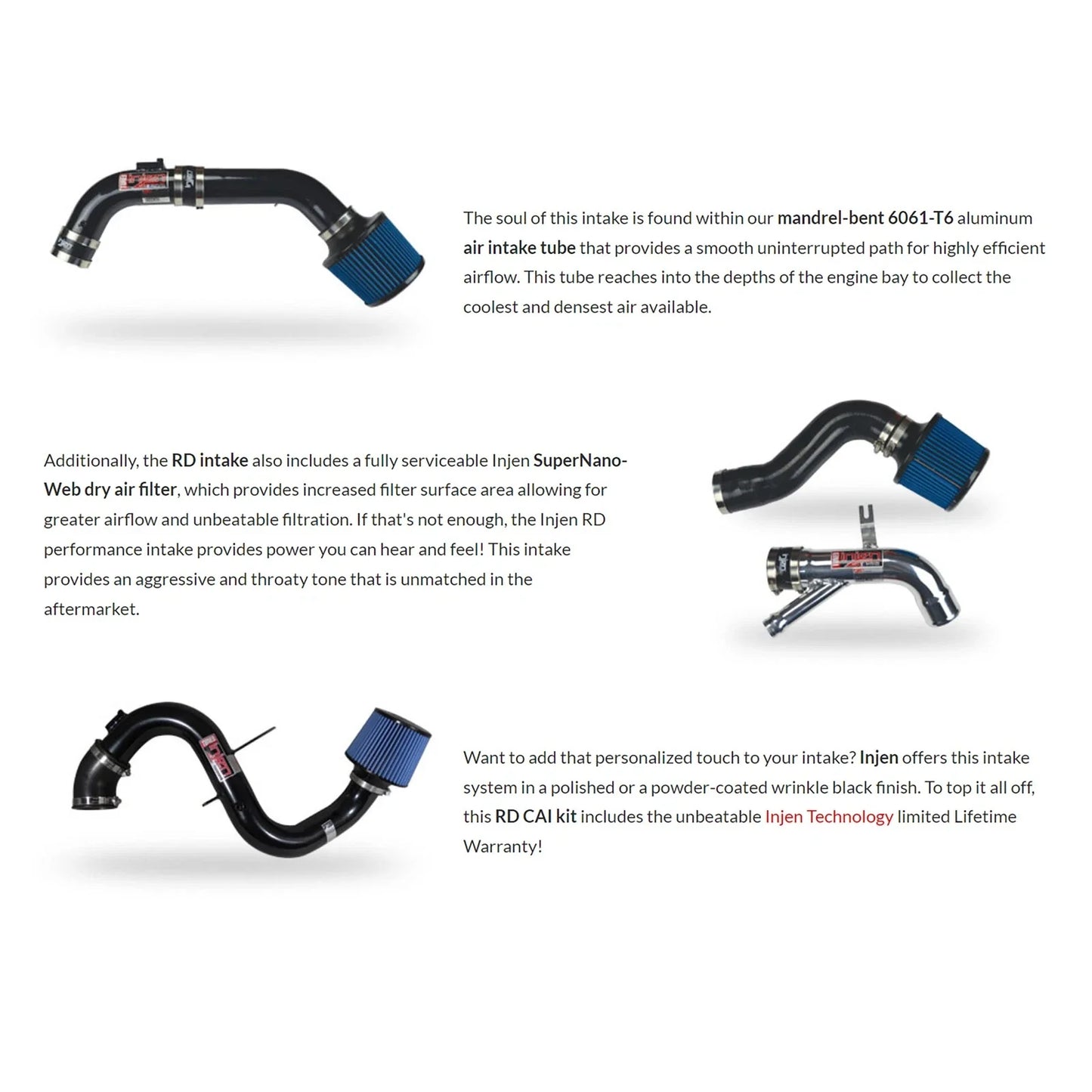 Injen 03-07 Accord 4 Cyl. LEV Motor Only (No MAF Sensor) Black Cold Air Intake