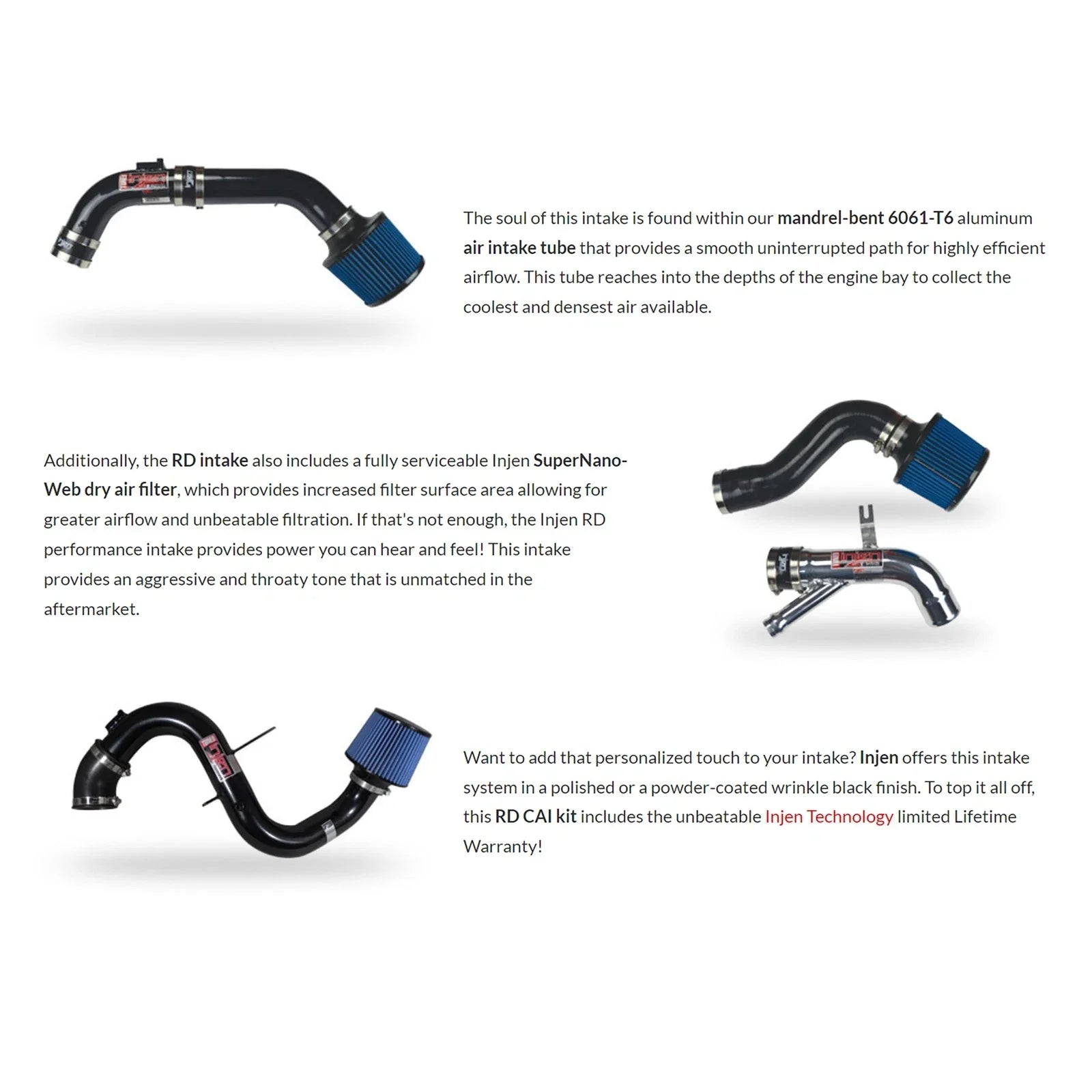 Injen 03-07 Accord 4 Cyl. LEV Motor Only (No MAF Sensor) Black Cold Air Intake