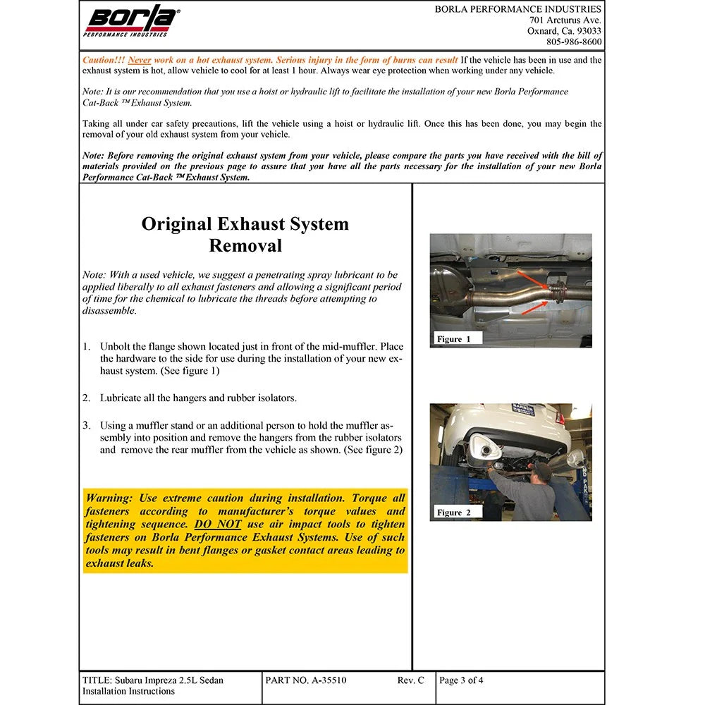 Borla 08-10 Subaru Impreza 2.5i Sedan 4DR SS Catback Exhaust