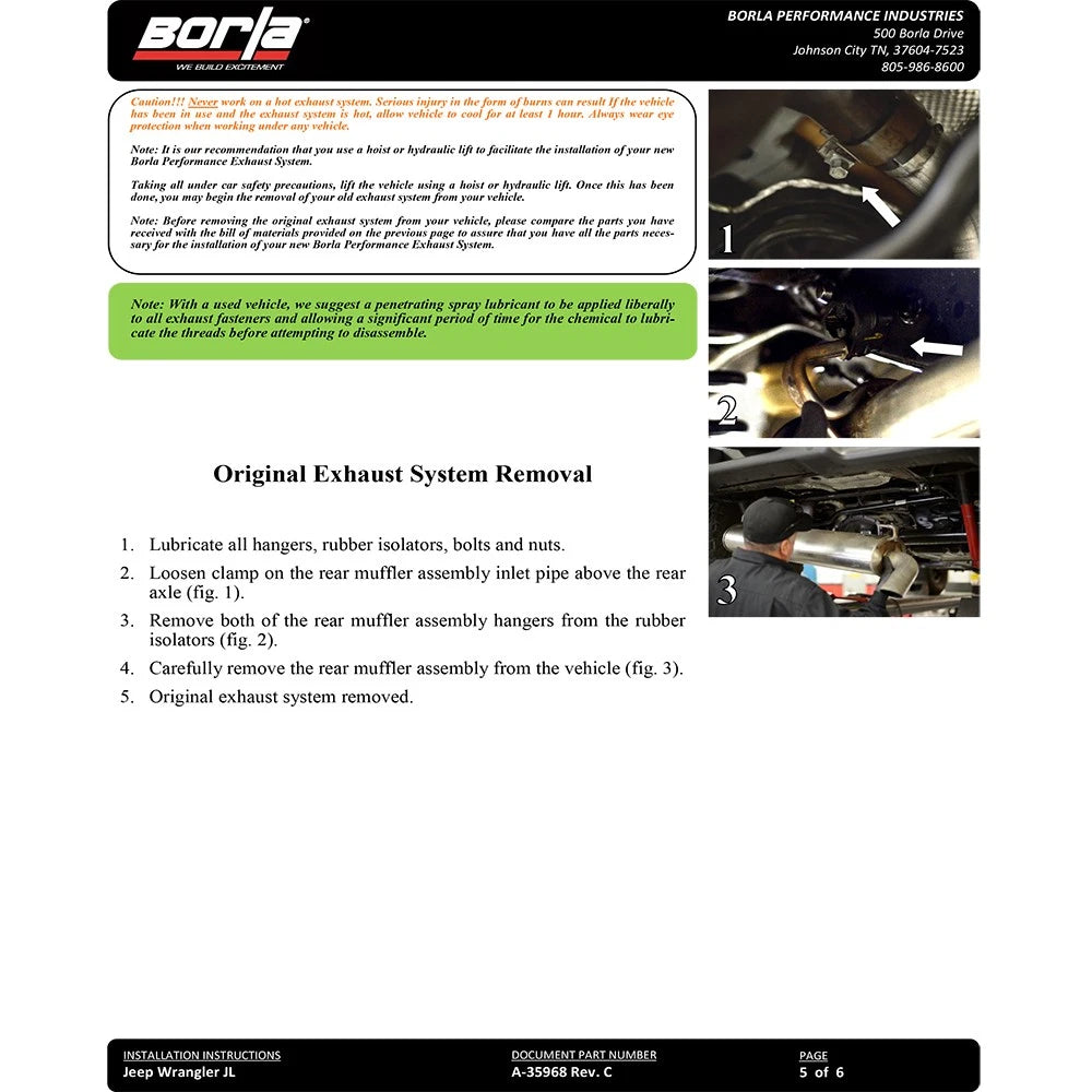 Borla 18-19 Jeep Wrangler JL/JLU 2.0L 4Cyl 2DR/4DR Axle Back Exhaust ATAK w/ 2.5in Tips - Black