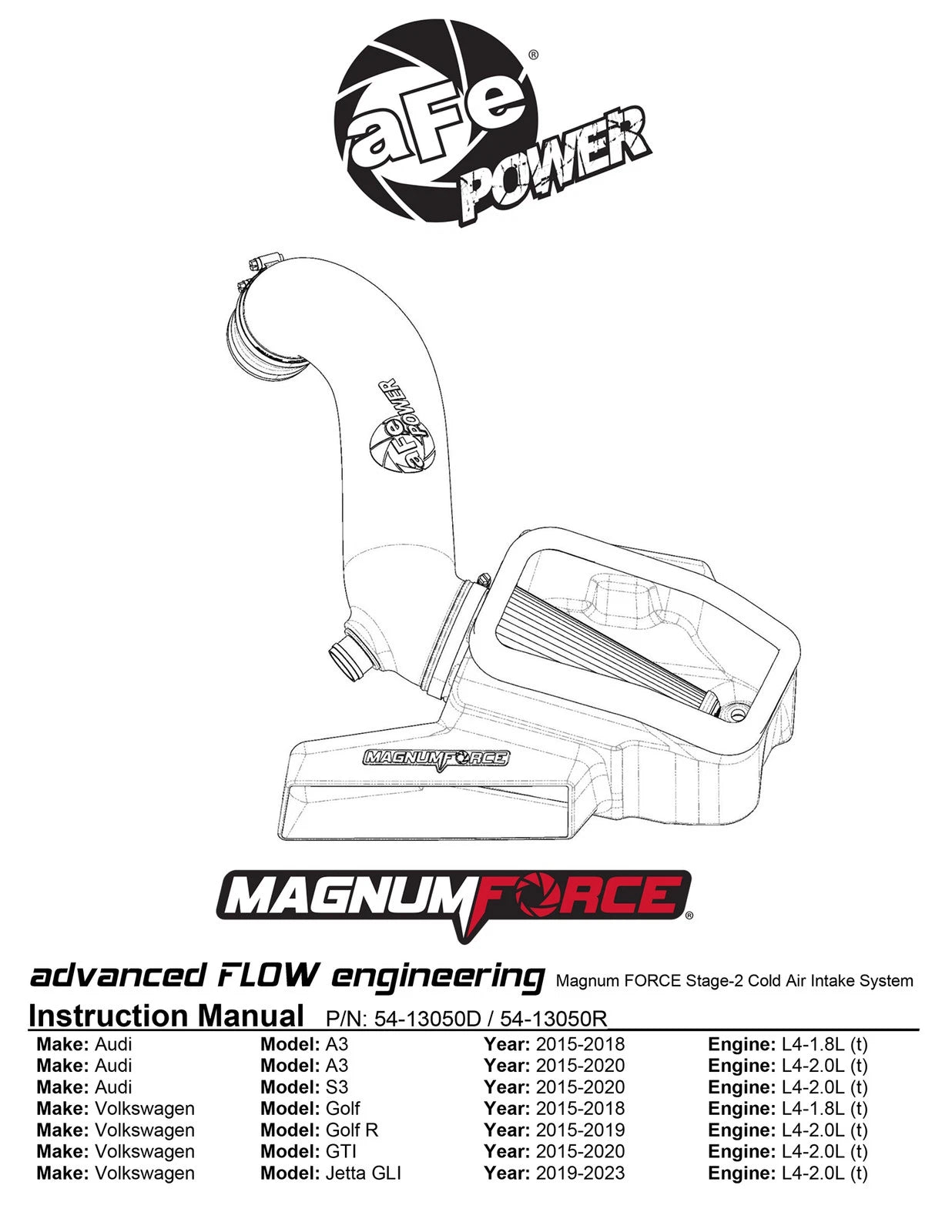 aFe Magnum FORCE Stage-2 Pro 5R Cold Air Intake System 15-19 Volkswagen GTI (MKVII) L4-2.0L (t)