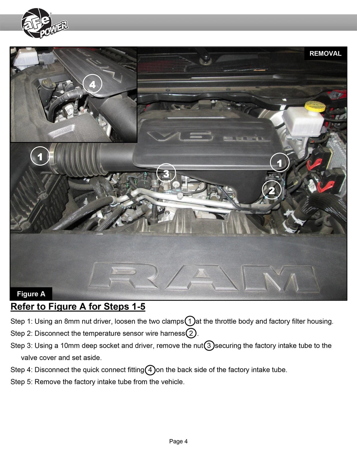 aFe Rapid Induction Cold Air Intake System w/Pro 5R Filter 19-21 Ram 1500 V6 3.6L