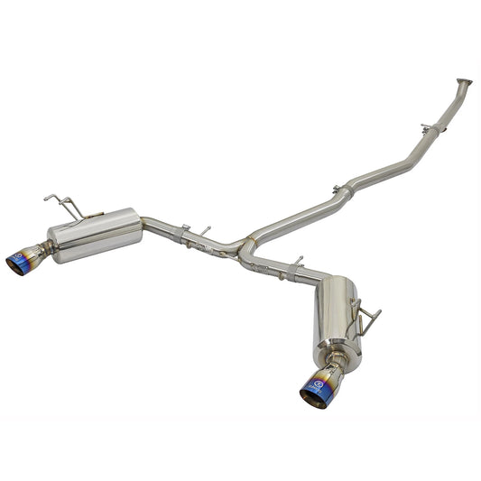 aFe POWER Takeda 16-17 Honda Civic I4-1.5L (t) 2.5-2.25in 304 SS CB Dual-Exit Exhaust Blue Tips