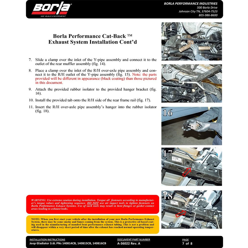 Borla 2020 Jeep Gladiator JT 3.6L V6 AT/MT AWD 2.75-2in Touring Catback Ceramic Blk Tailpipe & Tips
