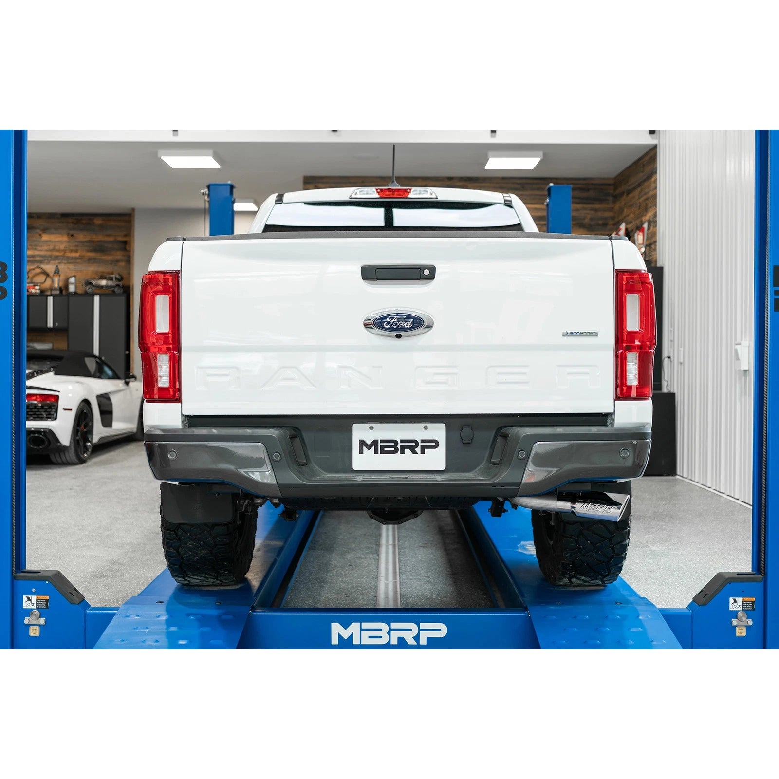 MBRP 2019 Ford Ranger Ecoboost 2.3L 4in OD Tip Single Side Exit 3in T304 Cat Back