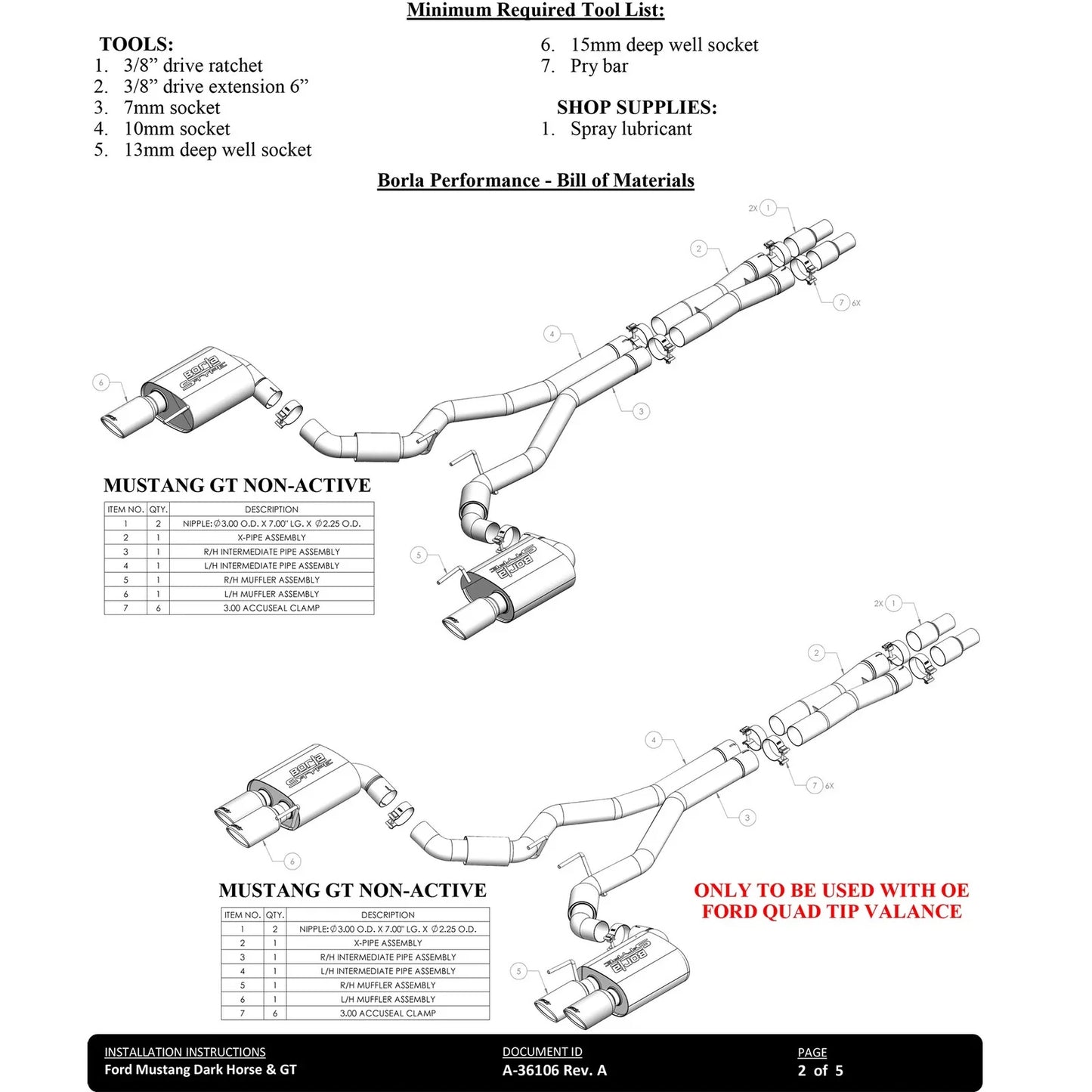 Borla 2024 Ford Mustang GT 5.0L V8 w/ Active Exhaust ATAK Cat-Back Exhaust System - Black Chrome