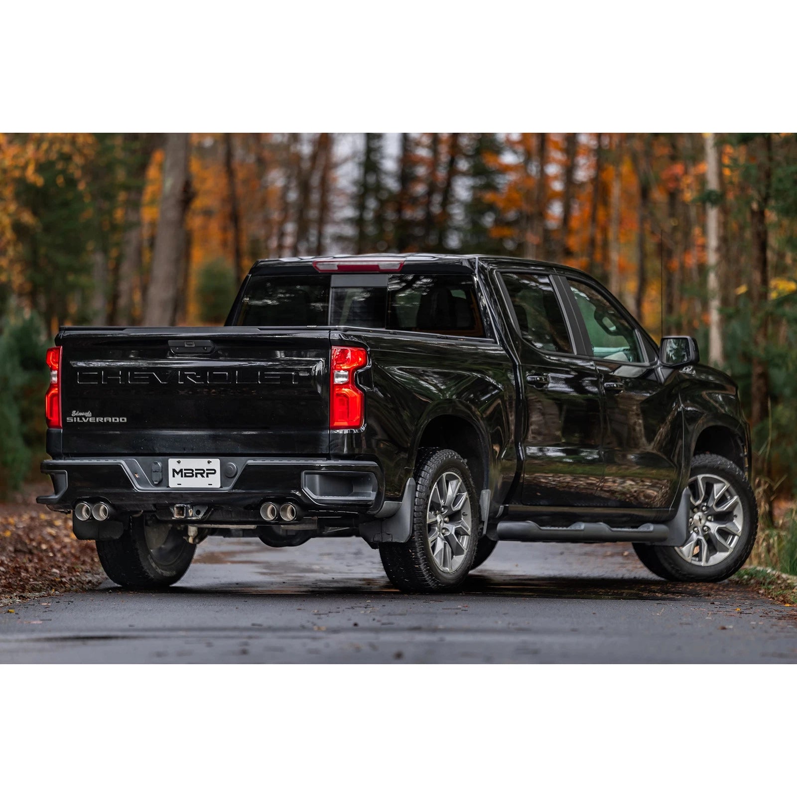 MBRP 19-21 Chevy Silverado 1500 6.2L 2.5in Dual Split Rear Cat Back w/ Quad Carbon Fiber Tips- T304