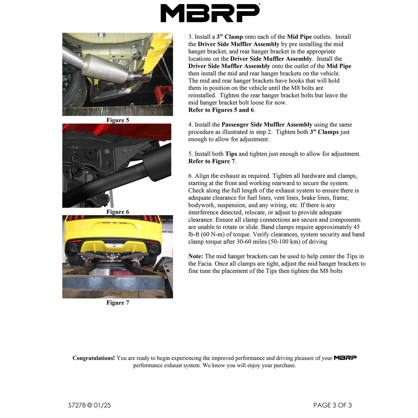 MBRP 15-17 Ford Mustang GT 5.0 3in Cat Back Dual Split Rear Race Version 4.5in Tips - T409