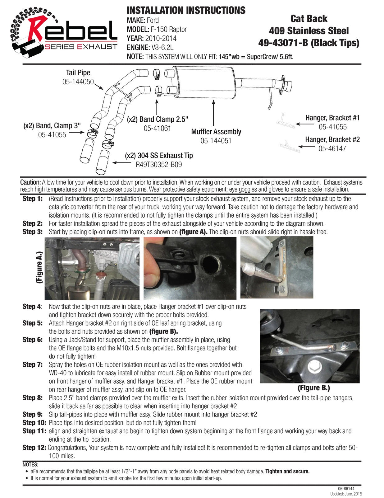 aFe Rebel Series Exhaust SS Front Side Exit CB w/ Black Tips 10-14 Ford F150 Ecoboost V8 6.2L