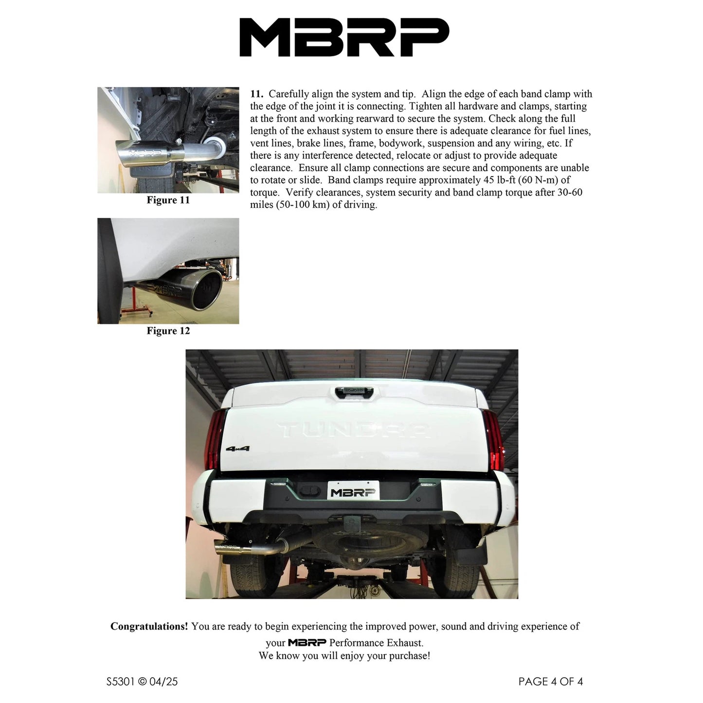 MBRP 2022 Toyota Tundra 3.5L Dual Cat-back 4in Single Side Exit Rolled Tip - Aluminized Steel