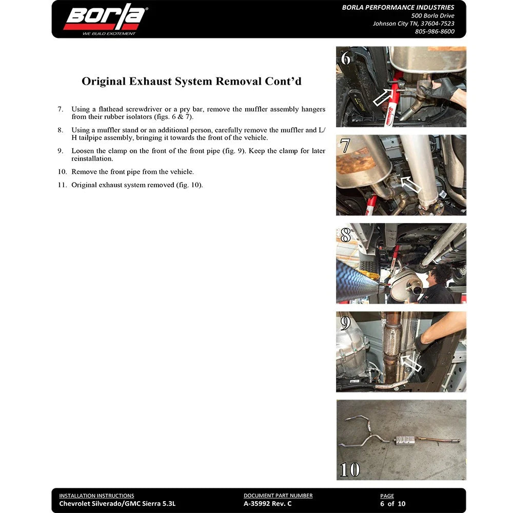Borla 2019 Chevy Silverado 1500 5.3L V8 CC SB 147.4in WB Touring Cat-Back w/ Quad Square Tips