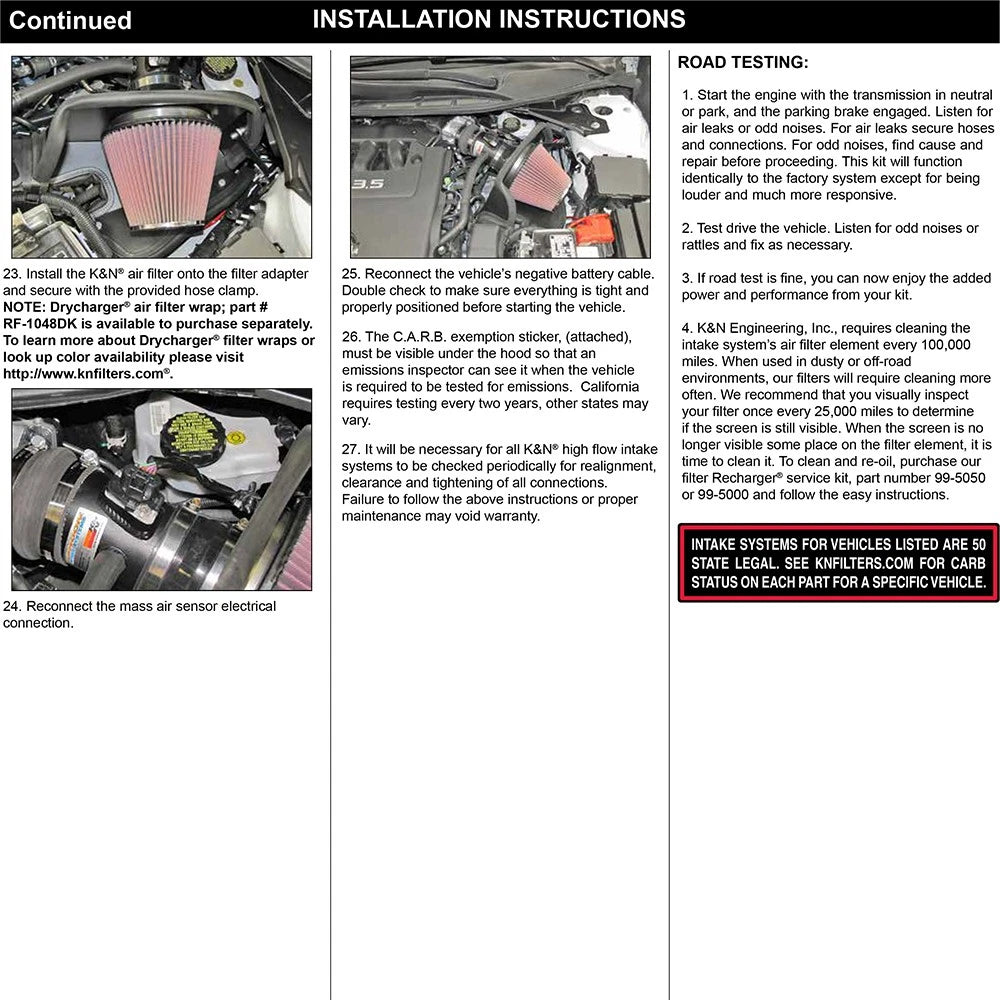 K&N 69 Series Typhoon Performance Intake Kit 13-14 Nissan Altima/Pathfinder 3.5L V6