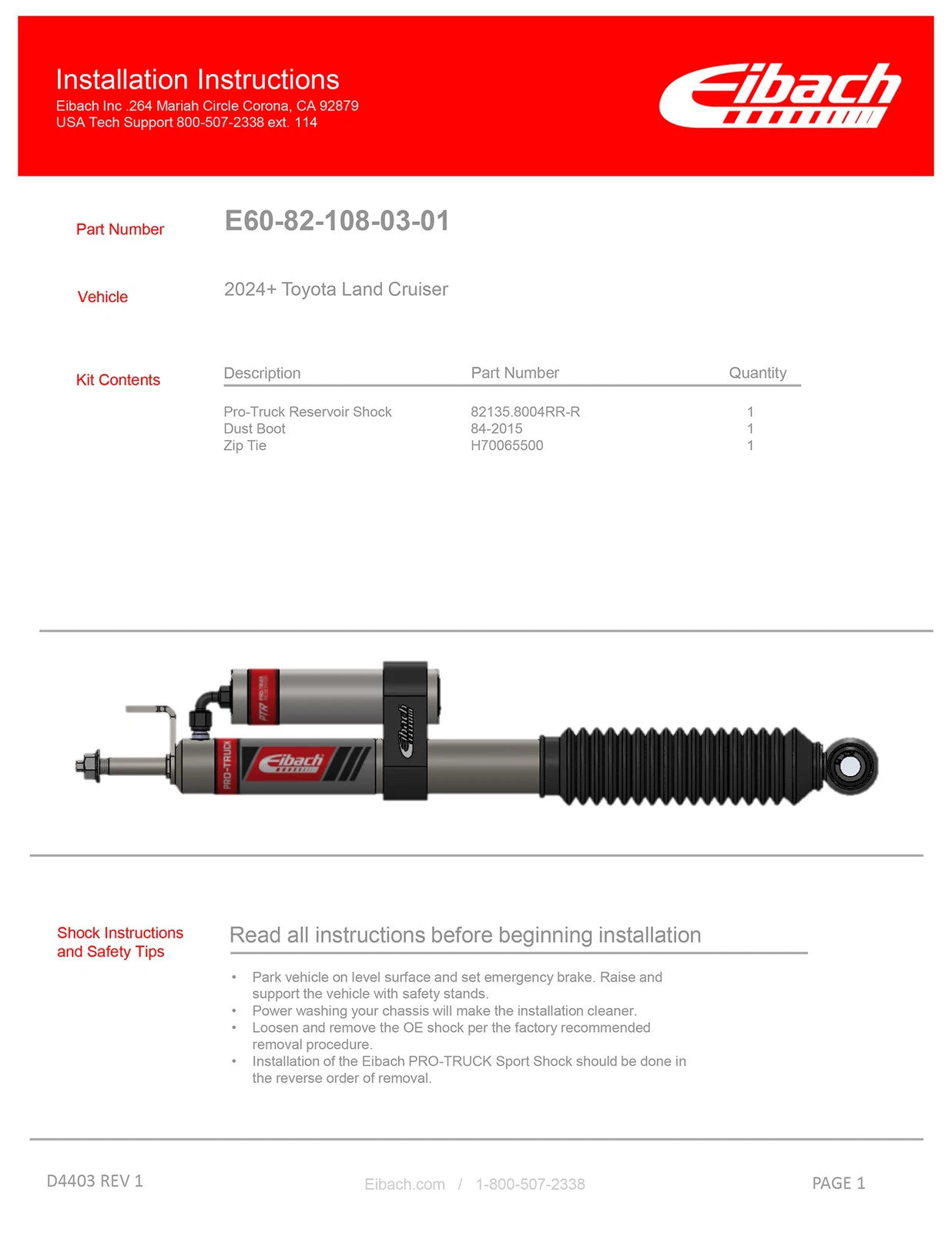 Eibach 24-26 Toyota Land Cruiser Stage 2R Pro-Lift Kit (Front Coilovers & Rear Shock/Springs)