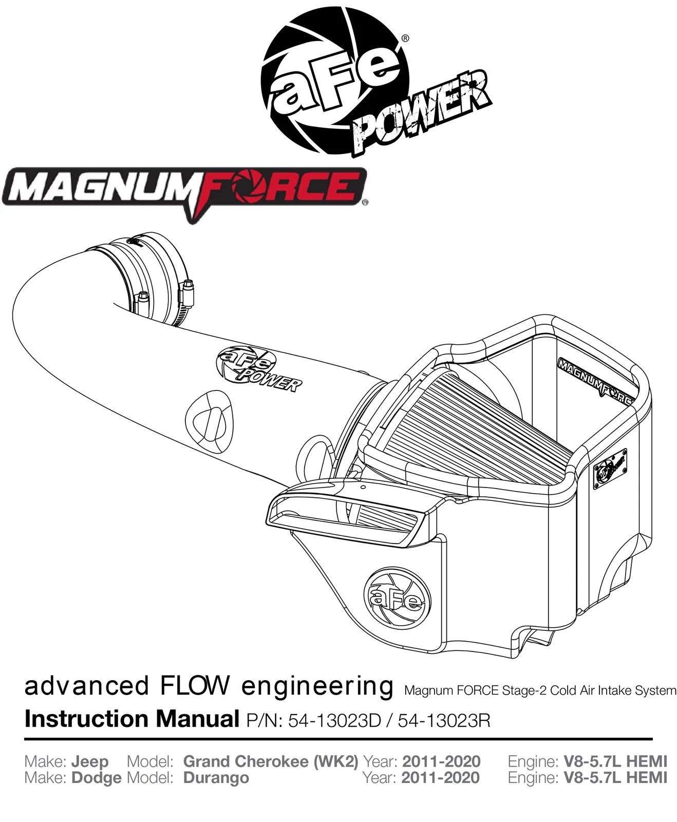 aFe Magnum FORCE Pro Dry S Cold Air Intake System 11-19 Jeep Grand Cherokee (WK2) V8-5.7L