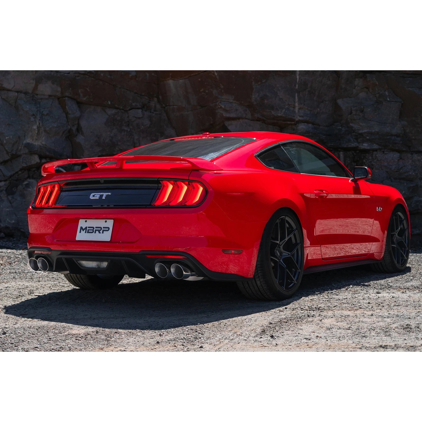 MBRP 18-19 Ford Mustang GT 5.0 3in Dual Split Rear AL Cat Back w/ Quad 4.0in Dual Wall Tips